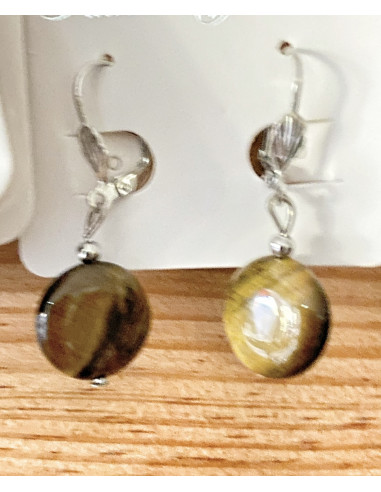 Boucles d'oreilles de pierres naturelles acier...