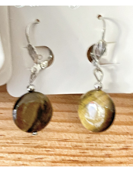 Boucles d'oreilles de pierres naturelles acier formes