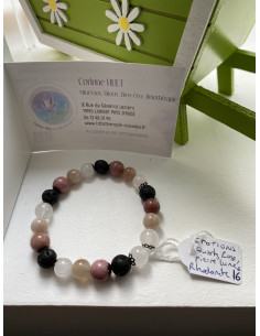Bracelet Émotions pierre de lave rhodonite quartz rose pierre de lune 2