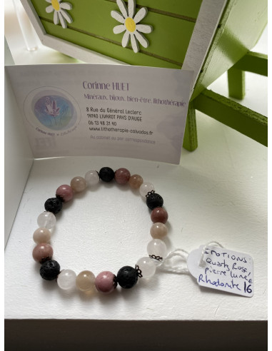 Bracelet Émotions pierre de lave rhodonite...