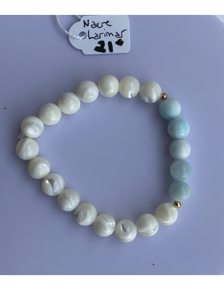 bracelet nacre et larimar