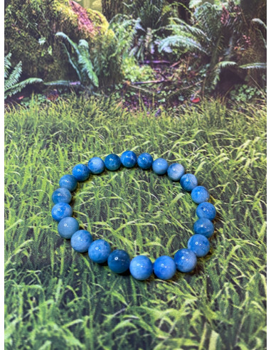 Bracelet en apatite bleue - Perles rondes 10 mm