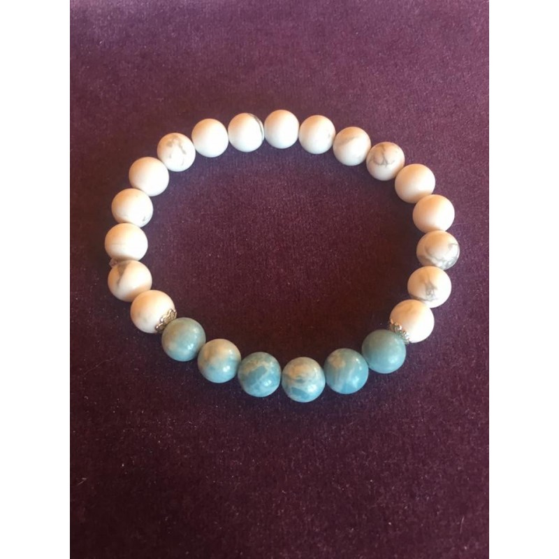 bracelet larimar et howlite blanche