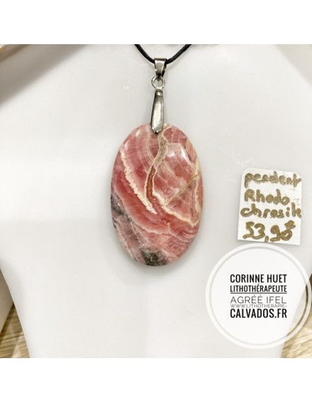 rhodocrosite pendentif pierre percée