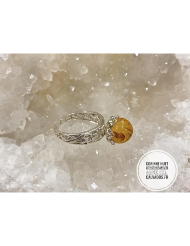 bague ouverte argent ambre