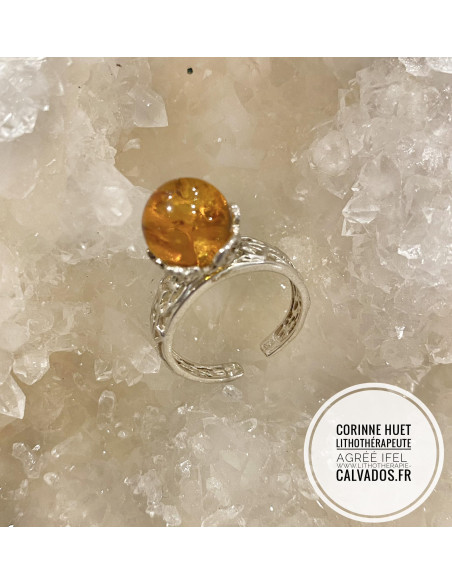 copy of bague réglable Argent quartz rose SPIRALE et pierres naturelles