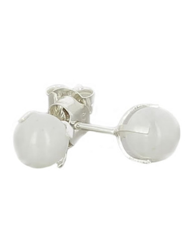 Clous d'oreilles jade blanc 6mm argent