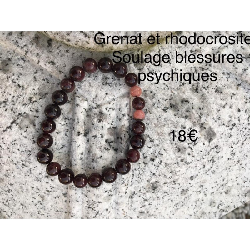 bracelet grenat et rhodocrosite