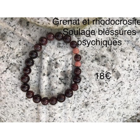 bracelet grenat et rhodocrosite