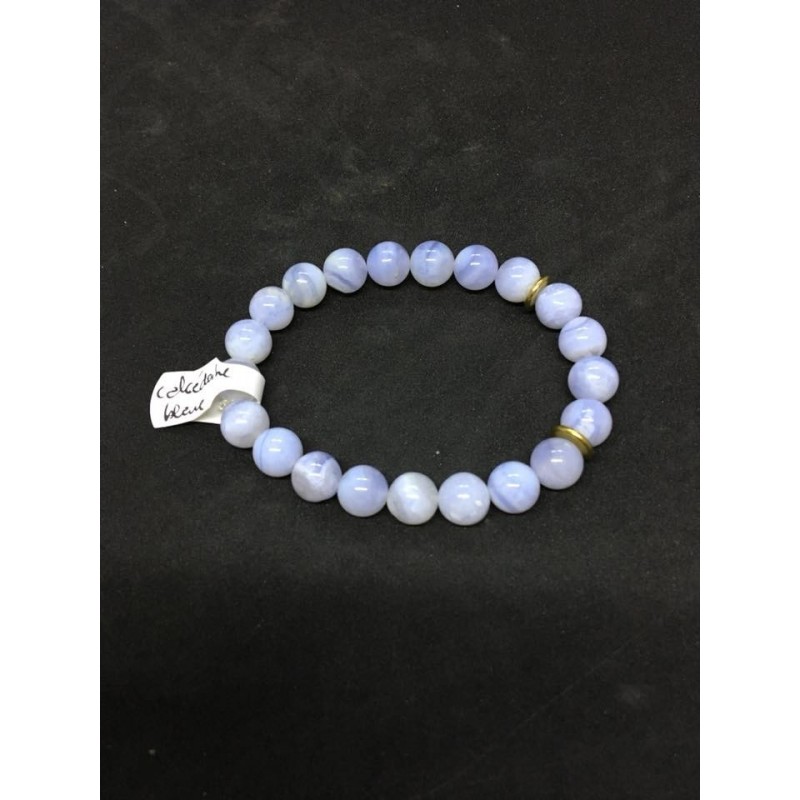 bracelet calcédoine bleue et rondelles