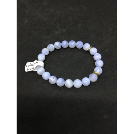 bracelet calcédoine bleue et rondelles