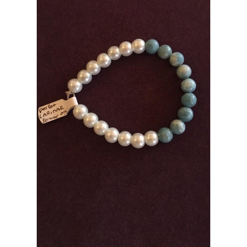 bracelet larimar et howlite blanche