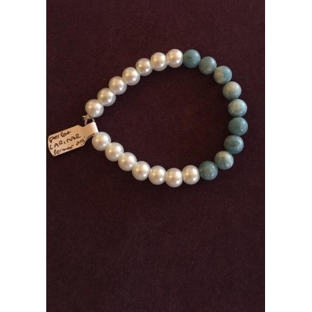 bracelet larimar et howlite blanche