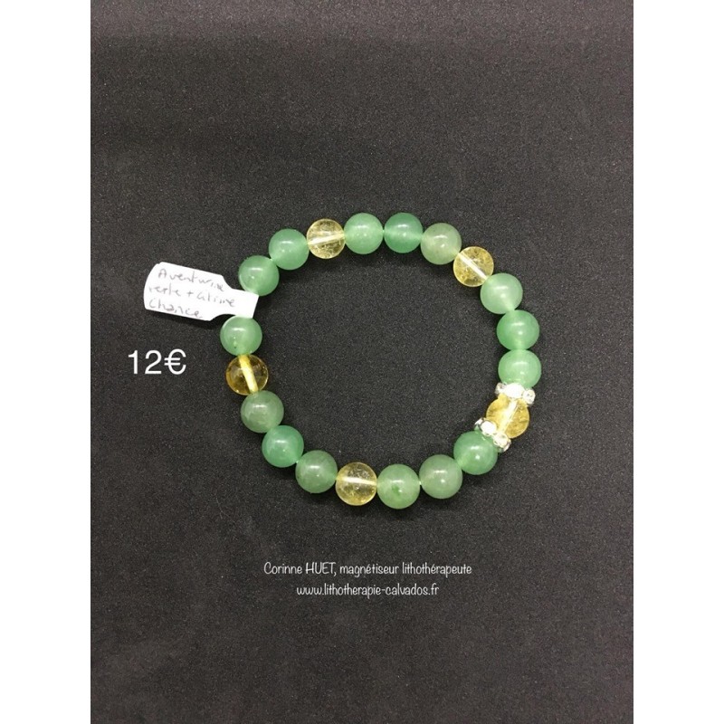 bracelet chance aventurine verte et citrine